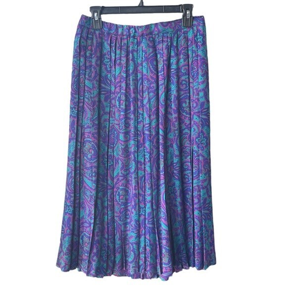 Pendleton Vintage Country Sophisticates Pleated Purple Blue Midi Skirt Size 14 - Picture 1 of 6